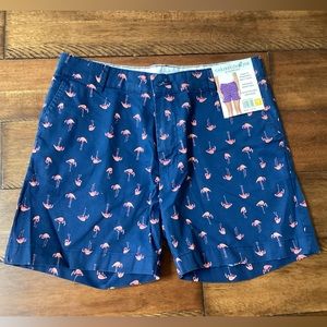Caribbean Joe Women’s Shorts Size 4 NWT, Navy with Pink Flamingo Print